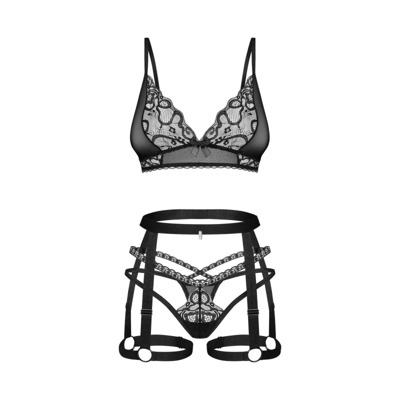 Blomentis Ensemble Lingerie 3 Pièces Noir | Fauxseins.fr