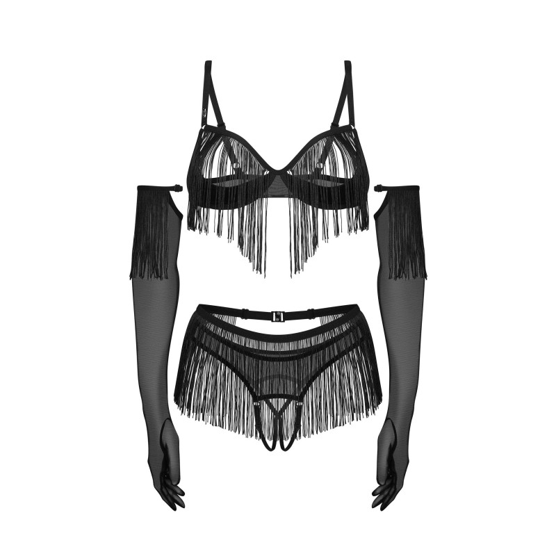 Rossay ensemble ouvert 4 pièces - Noir Obsessive