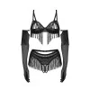 Rossay Ensemble Lingerie Ouvert 4 Pièces Noir | Fauxseins.fr