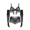Rossay Ensemble Lingerie Ouvert 4 Pièces Noir | Fauxseins.fr
