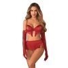 Rossay Ensemble Lingerie Ouvert 4 Pièces Rouge | Fauxseins.fr