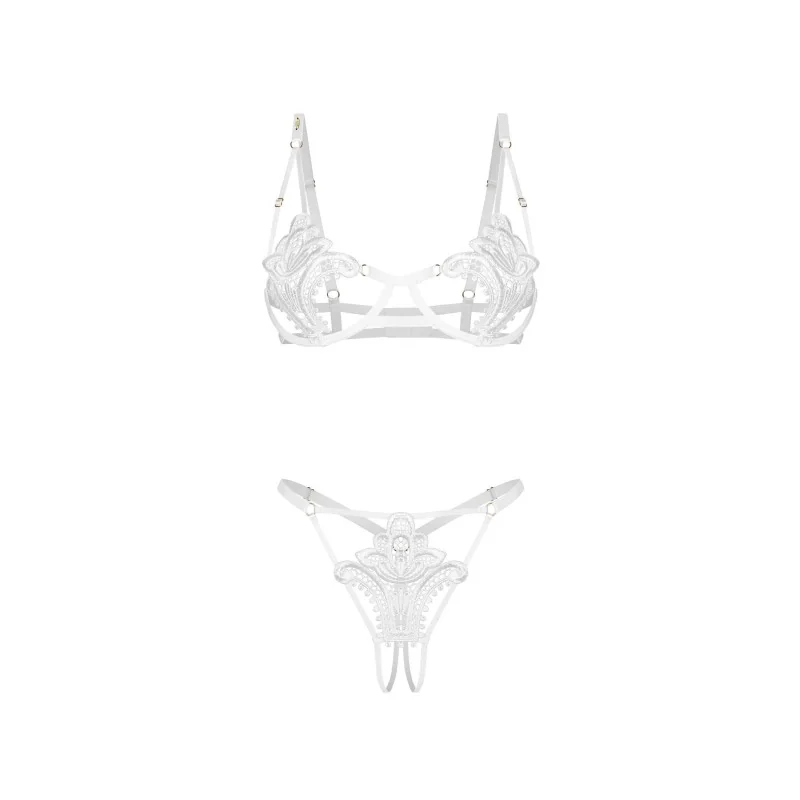 Luise Sublim Ensemble Lingerie Ouvert 2 Pièces Blanc