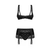 Lecille Ensemble Lingerie Ouvert 3 Pièces Noir | Fauxseins.fr