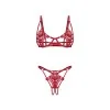 Luise Sublim Ensemble Lingerie Ouvert 2 Pièces Rouge | Fauxseins.fr