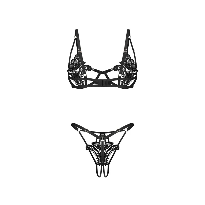 Luise Sublim Ensemble Lingerie Ouvert 2 Pièces Noir | Fauxseins.fr