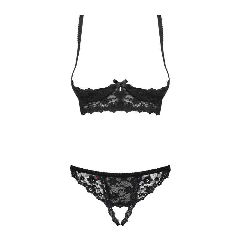 Letica Ensemble Lingerie Ouvert 2 pcs Noir | Fauxseins.fr