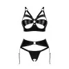 Ensemble Lingerie 3 Pièces Ouvert Noir Armares | Fauxseins.fr