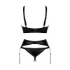 Ensemble Lingerie 3 Pièces Ouvert Noir Armares | Fauxseins.fr