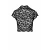 F303 Essence Top en dentelle avec col montant Noir HandMade