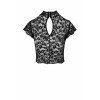 F303 Essence Top en dentelle avec col montant Noir HandMade