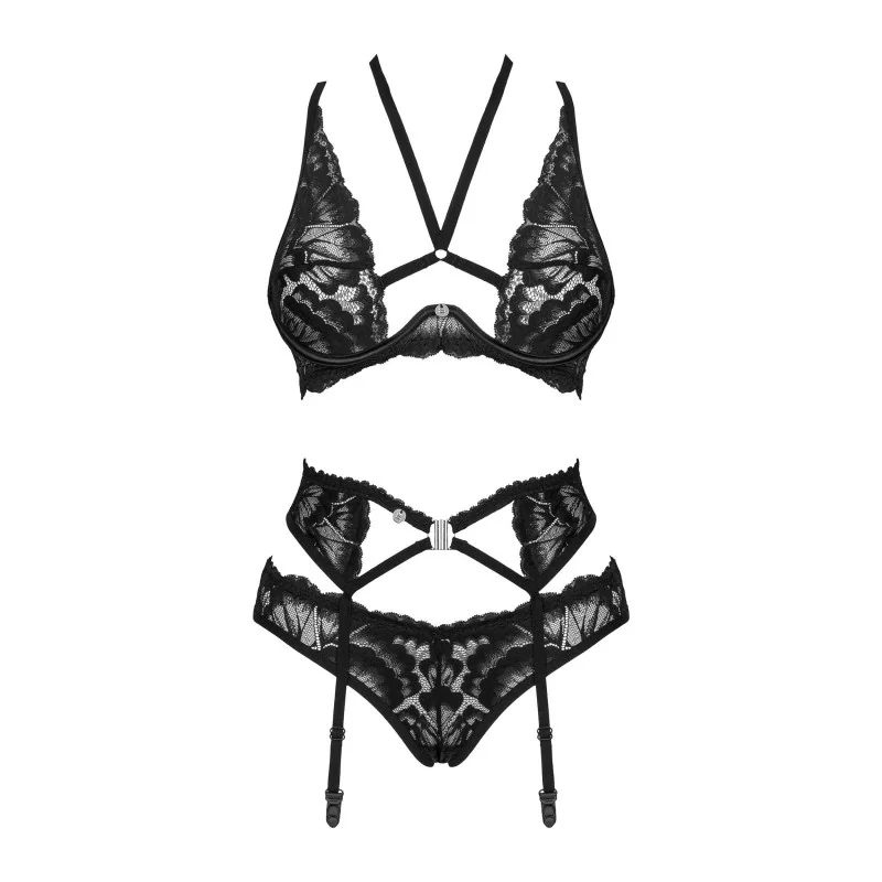 Alessya Ensemble Lingerie 3 Pièces Noir | Fauxseins.fr