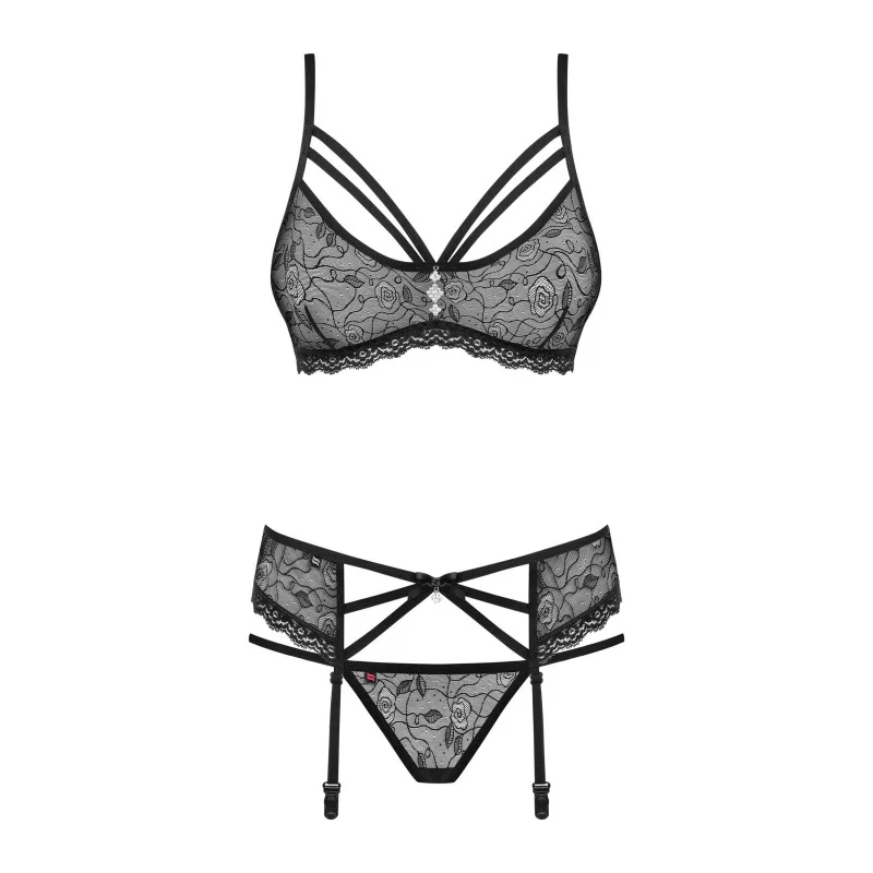 Ensemble Lingerie 3 pièces Noir 818-SEG-1 | Fauxseins.fr