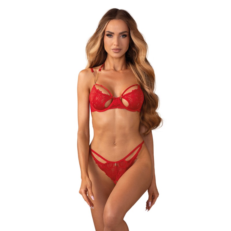 Matildea ensemble lingerie ouvert rouge Obsessive