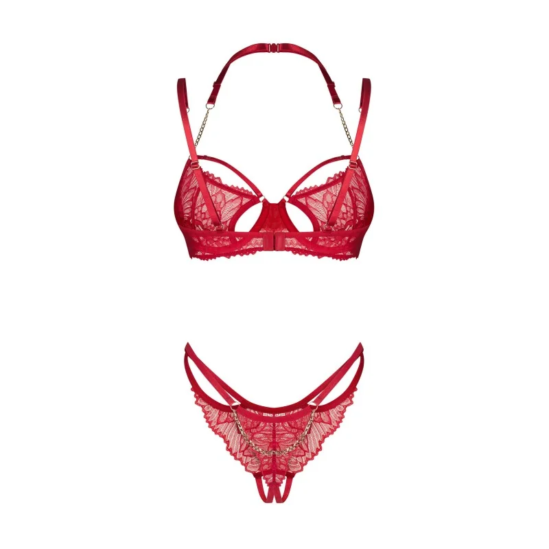 Matildea Ensemble Lingerie Ouvert Rouge | Fauxseins.fr