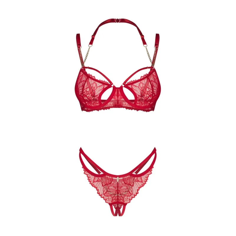 Matildea Ensemble Lingerie Ouvert Rouge | Fauxseins.fr