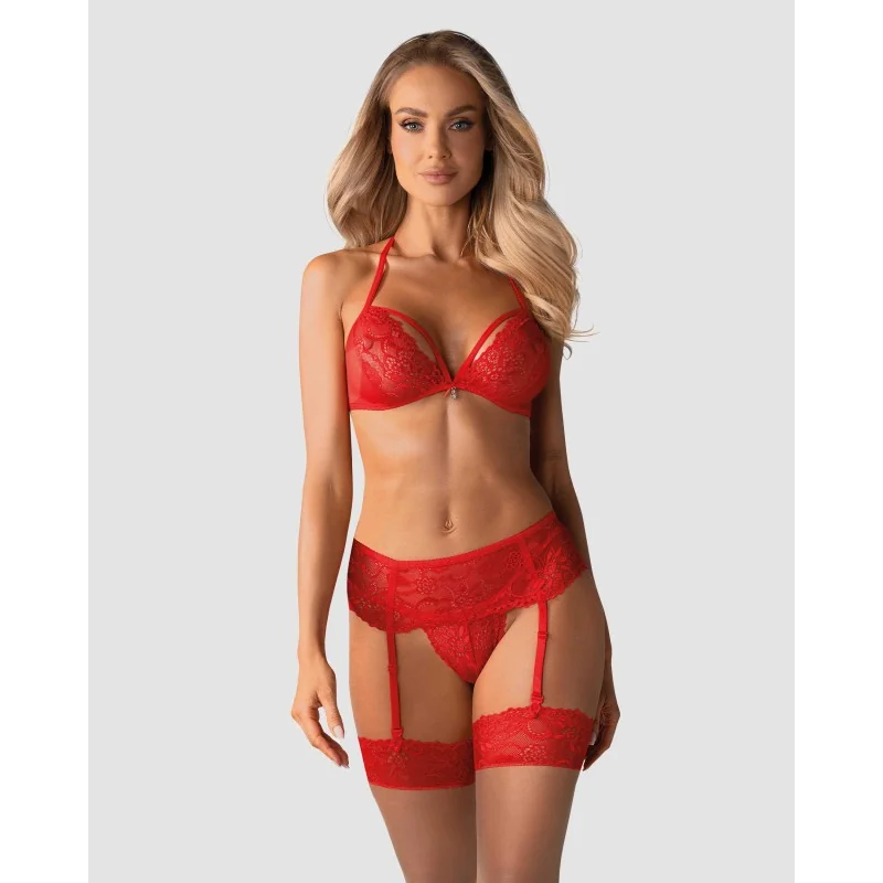 Ensemble Lingerie 3 Pièces Rouge | Féminisation | Fauxseins.fr