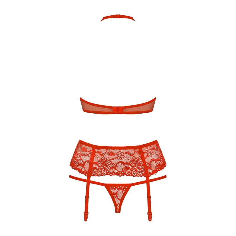 Ensemble Lingerie 3 Pièces Rouge | Féminisation | Fauxseins.fr