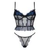 Saphira Ensemble Lingerie 2 Pièces Noir et Bleu | Fauxseins.fr