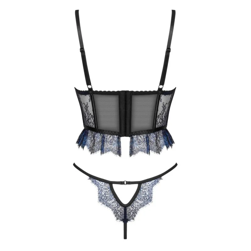 Saphira Ensemble Lingerie 2 Pièces Noir et Bleu | Fauxseins.fr