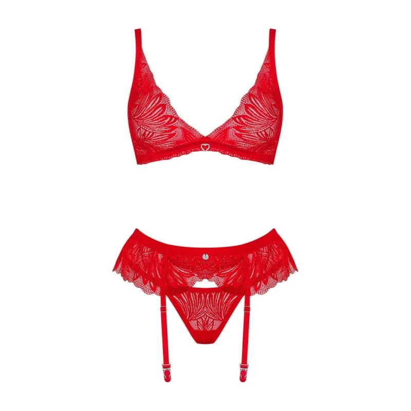 Chilisa Ensemble Lingerie 3 Pièces Rouge | Fauxseins.fr
