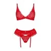 Chilisa Ensemble Lingerie 3 Pièces Rouge | Fauxseins.fr