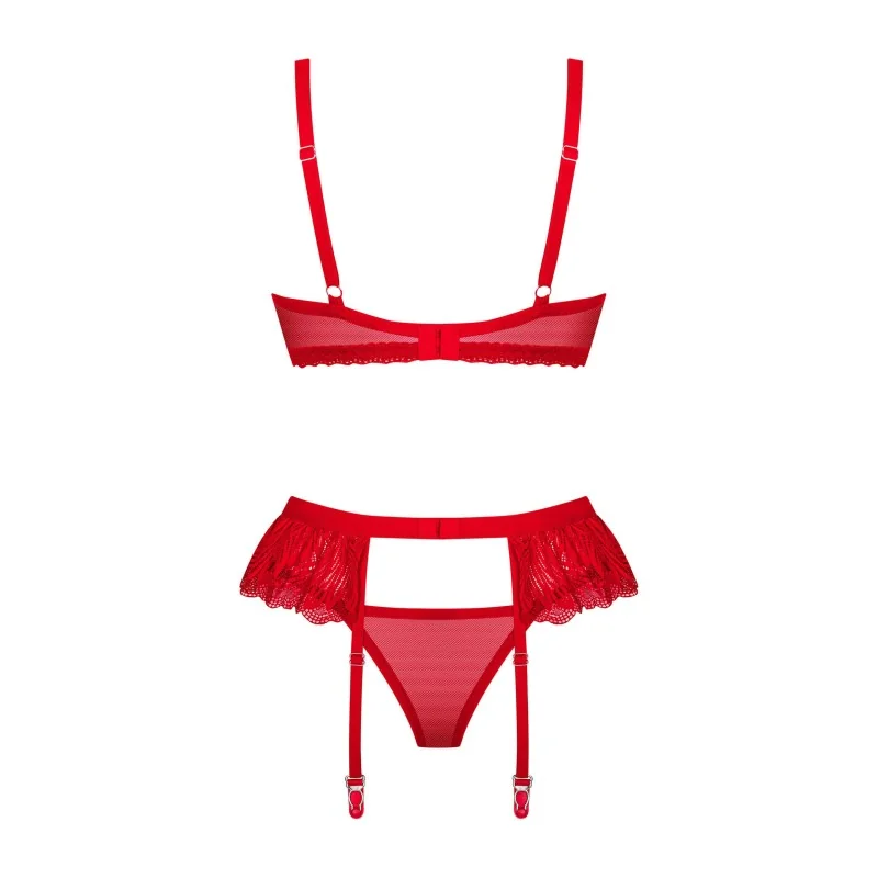 Chilisa Ensemble Lingerie 3 Pièces Rouge | Fauxseins.fr