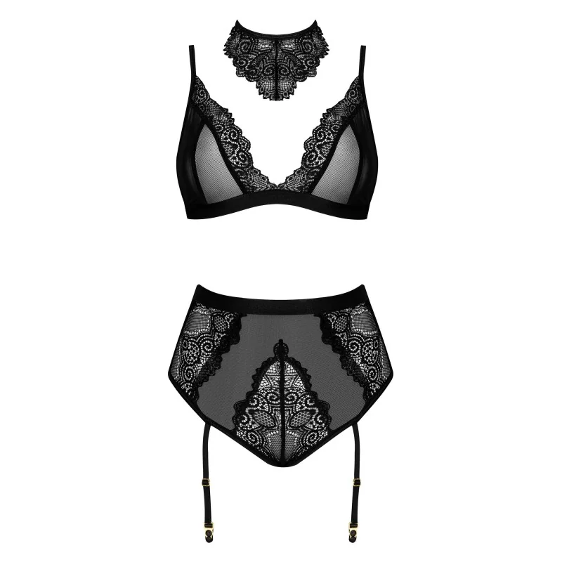 Cristalyn Ensemble Lingerie Noir | Fauxseins.fr