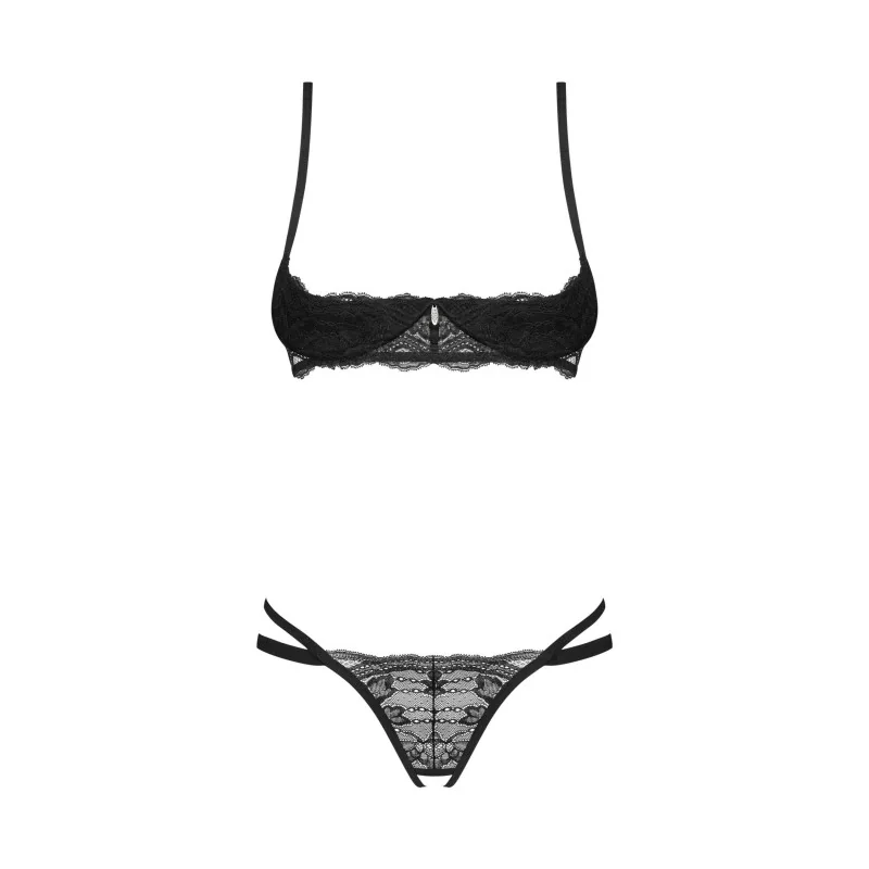 Nutris Ensemble Lingerie Ouvert 2 Pièces Noir | Fauxseins.fr