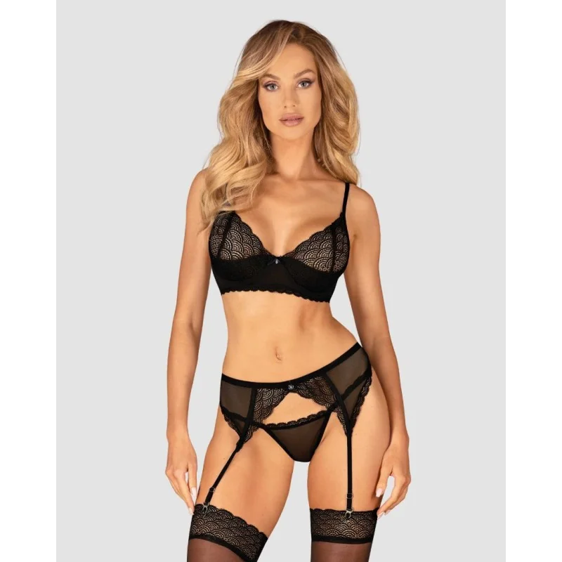Ensemble Lingerie 3 Pièces Chemeris Noir | Fauxseins.fr