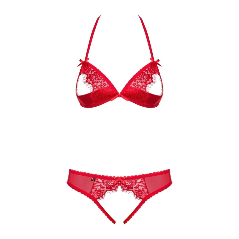 Ensemble Lingerie Ouvert 2 Pièces Rouge | Fauxseins.fr