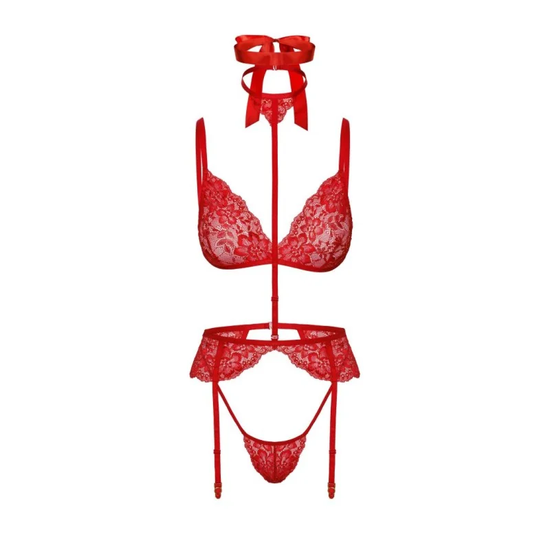 Bondage 243 Ensemble Lingerie 5 Pièces Rouge | Fauxseins.fr