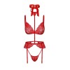 Bondage 243 ensemble lingerie 5 pièces - rouge Kissable par Noir Handmade