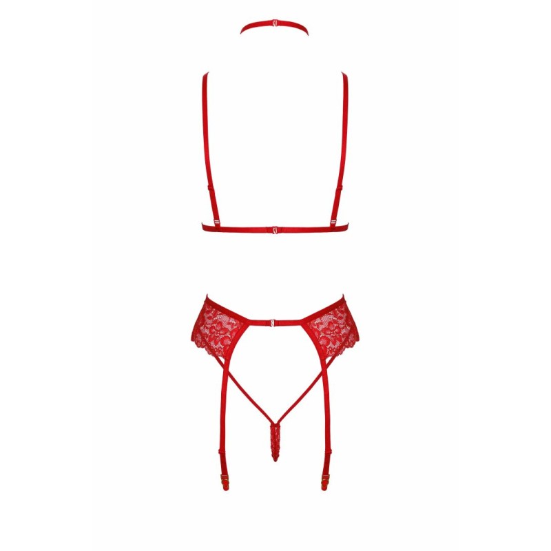 Bondage 243 ensemble lingerie 5 pièces - rouge Kissable par Noir Handmade