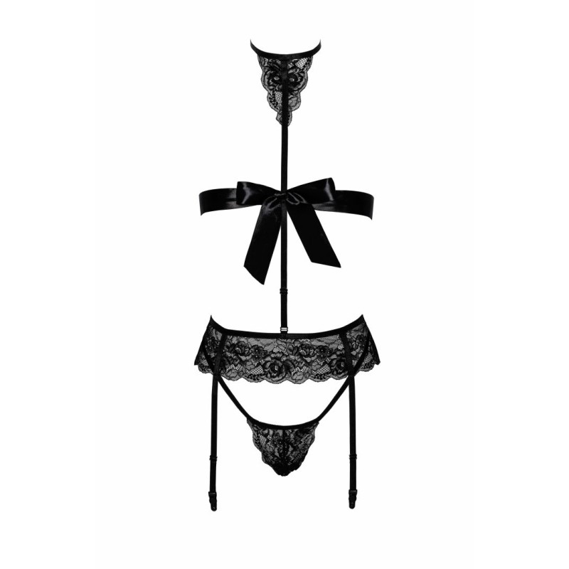 Bondage 244 ensemble lingerie 4 pièces - noir Kissable par Noir Handmade