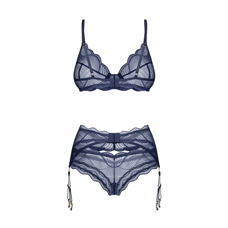 Nightly Blue Ensemble Lingerie 3 Pièces Bleu | Fauxseins.fr