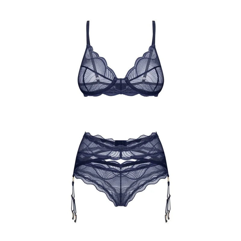 Nightly Blue Ensemble Lingerie 3 Pièces Bleu | Fauxseins.fr