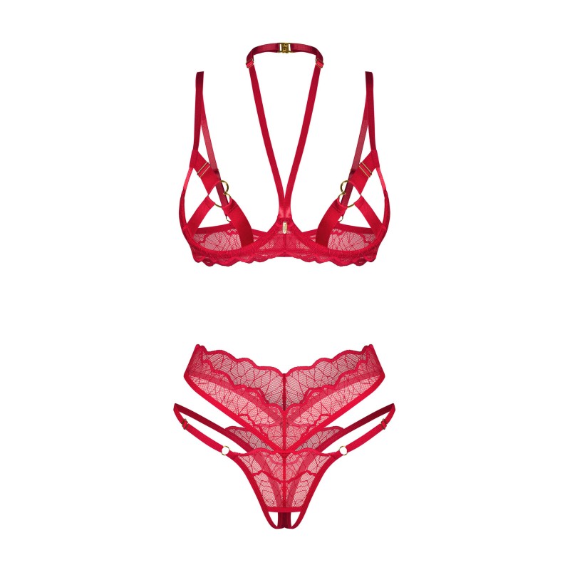 Cupide desir ensemble 2 pièces ouvert - Rouge Obsessive