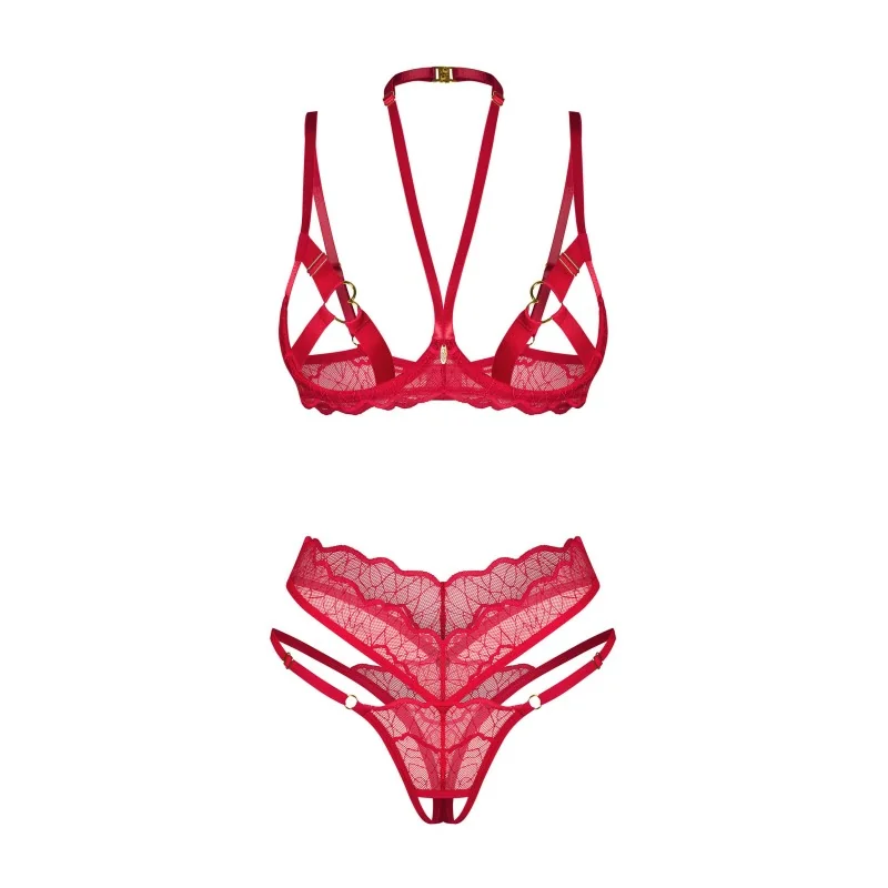Cupide Désir Ensemble 2 Pièces Ouvert Rouge | Fauxseins.fr