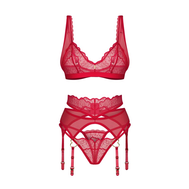 Cupide Desir ensemble 3 pièces - Rouge Obsessive