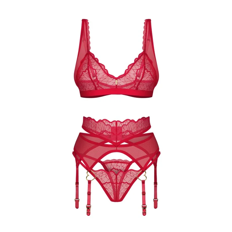 Ensemble Lingerie 3 Pièces Cupide Désir Rouge | Fauxseins.fr