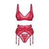 Ensemble Lingerie 3 Pièces Cupide Désir Rouge | Fauxseins.fr