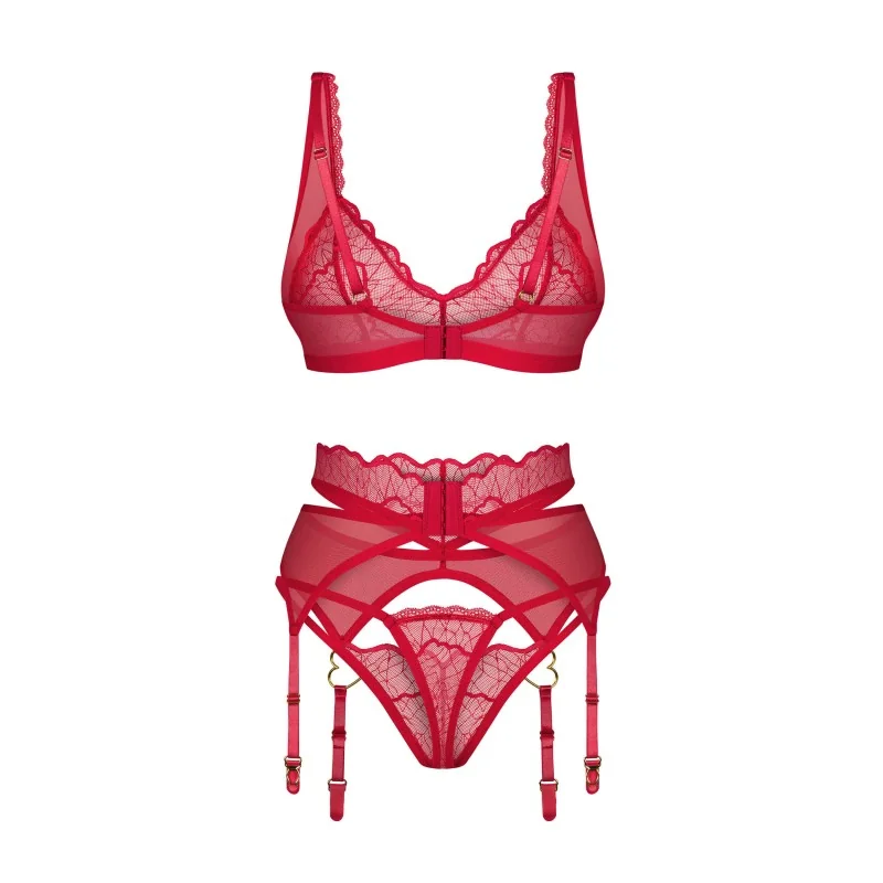 Ensemble Lingerie 3 Pièces Cupide Désir Rouge | Fauxseins.fr