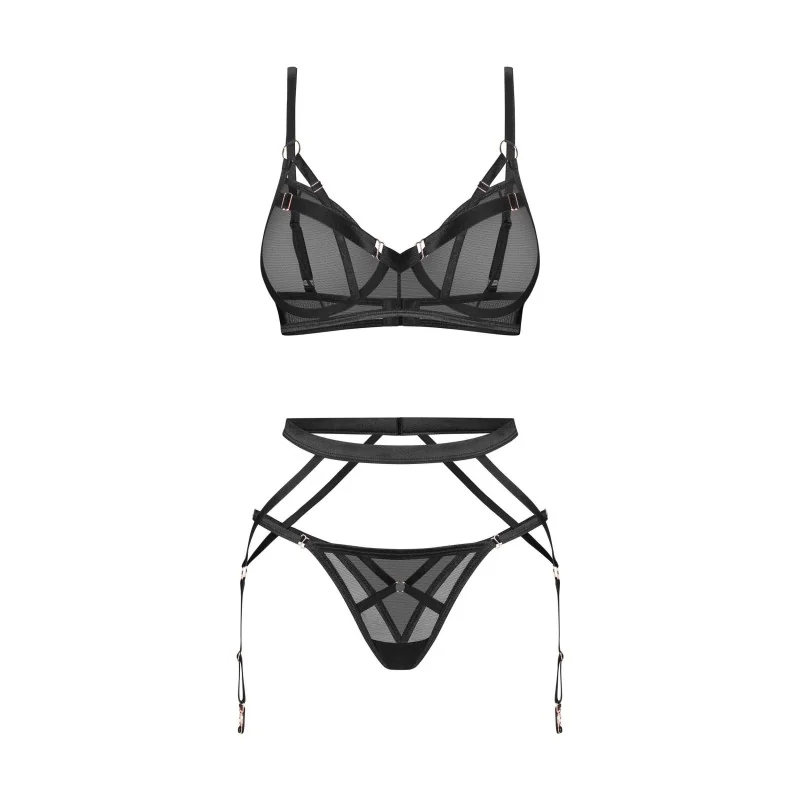Euridia Ensemble Lingerie 3 Pièces Noir | Fauxseins.fr