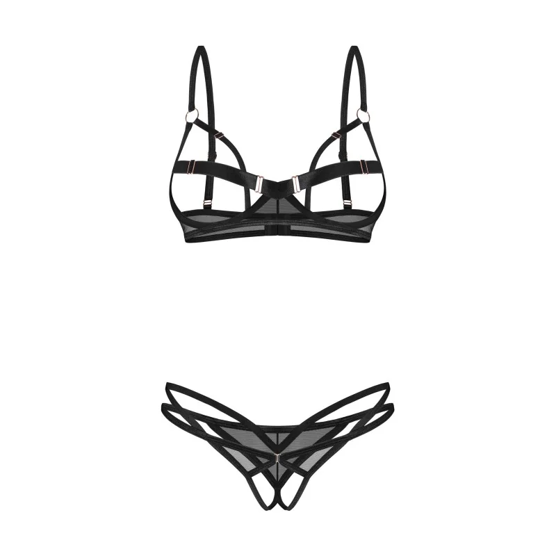 Euridia Ensemble Lingerie Ouvert 2 Pièces Noir | Fauxseins.fr