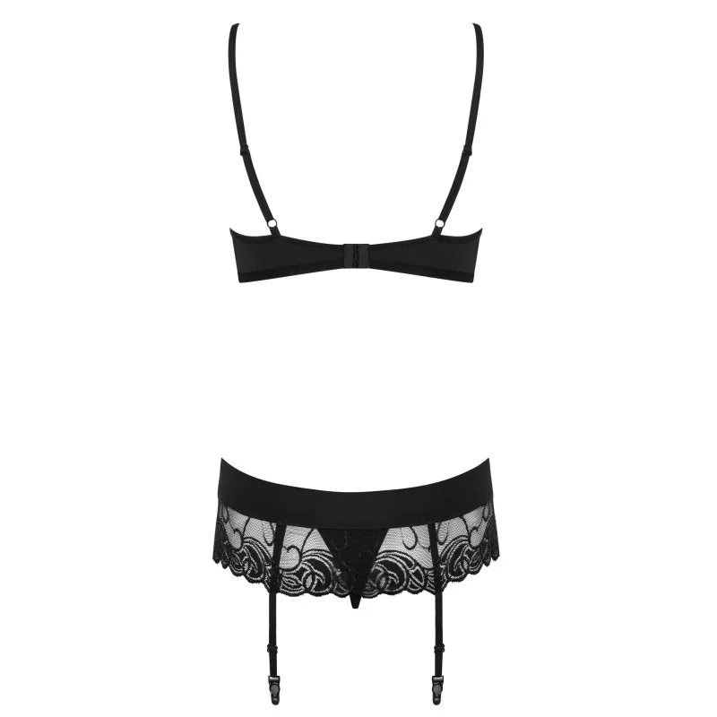 Wonderia Ensemble Lingerie 3 pcs Noir | Fauxseins.fr