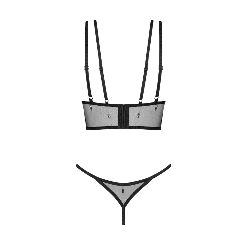 Ensemble Lingerie Anniverse Top et String Noir | Fauxseins.fr