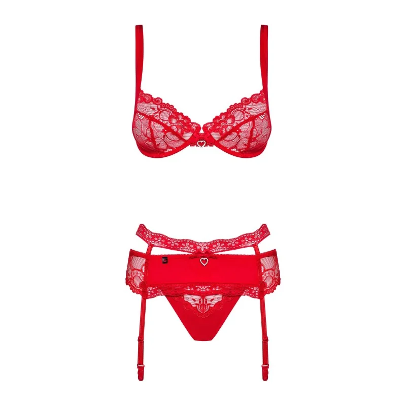 Heartina Ensemble Lingerie 3 Pcs Rouge | Fauxseins.fr