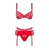 Heartina Ensemble Lingerie 3 Pcs Rouge | Fauxseins.fr
