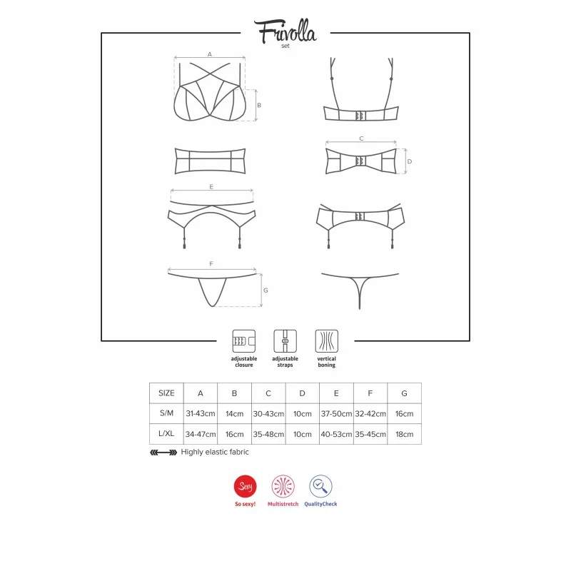Frivolla Ensemble Lingerie 4 pcs Noir | Fauxseins.fr