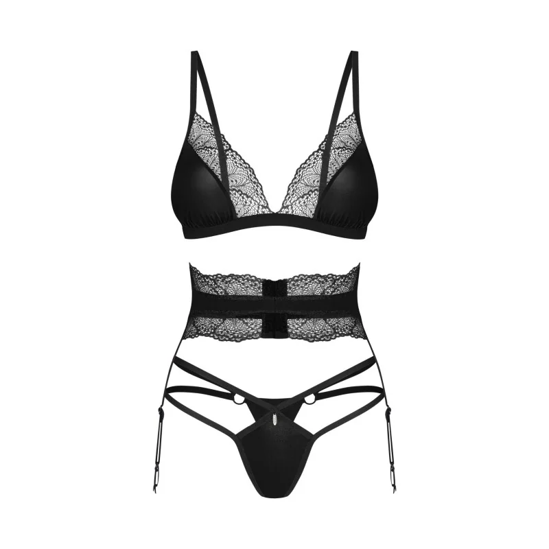 Lobellis Ensemble Lingerie 3 Pièces Noir | Fauxseins.fr